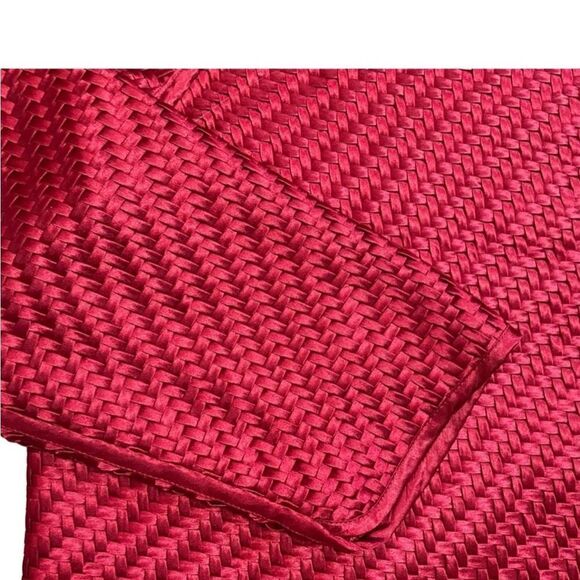 Chico’s Red Satin Travelers Open Front Basket Weave Boxy Jacket Topper 1 M - Picture 10 of 12